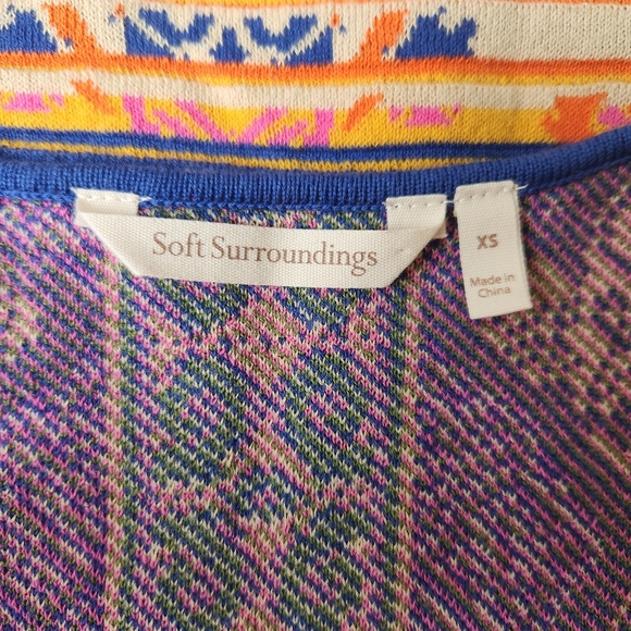 Soft Surroundings Kualoa Tunic Sweater Short Sleeves Printed Colorful Pretty XS - Picture 10 of 16